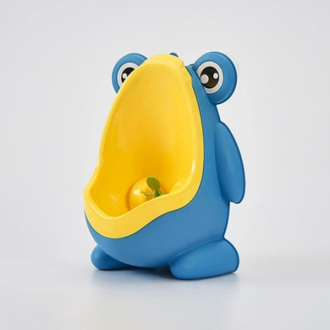 Olita tip pisoar, pentru copii, model broasca, montare pe perete prin ventuze, plastic PP, usor de curatat, 20.5 x 27.5 cm, albastru/galben [3]