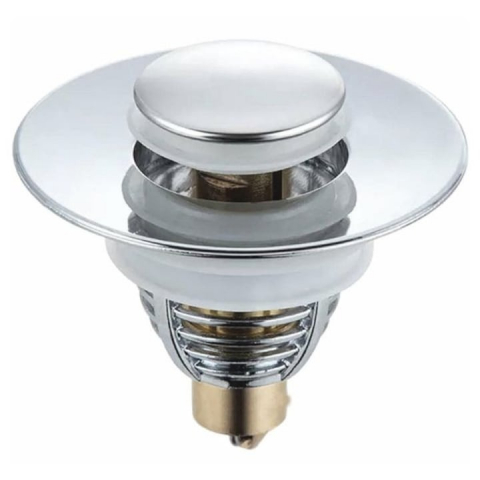 Diverse bucatarie - Dop pentru chiuveta, universal, inox, deschidere cu click, diametru exterior 62 mm, argintiu