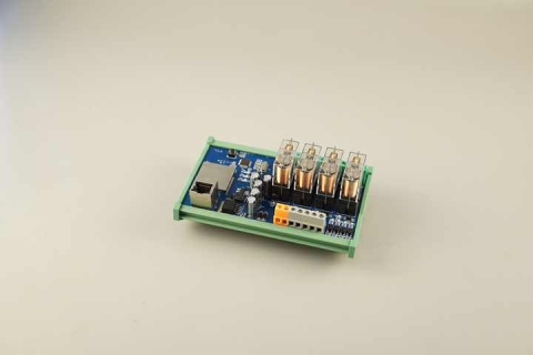 Modul releu 4 canale Ethernet Input/Output; alimentare 24V DC; Port Comunicatie Ethernet RJ45; protocol Modbus TCP; suport montare pe sina; ABS; multicolor; extensie pentru PLC. [5]