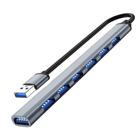 ELECTRONICE - Hub 7 x port USB, ABS, 15.5 cm x 1.7 cm x 0.7 cm, 5Gb/s, gri