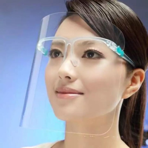 Viziera de protectie, cu rama de ochelari, transparenta, plastic, reutilizabila [6]