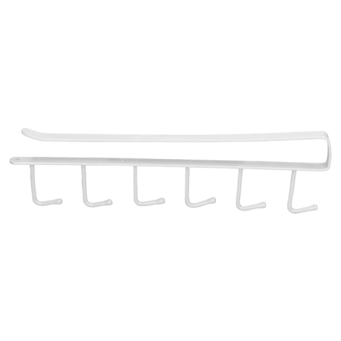 Suport pentru bucatarie, organizare ustensile, cani, 6 carlige, metal, prindere pe dulap, 26.5 x 4.5 cm, alb [6]