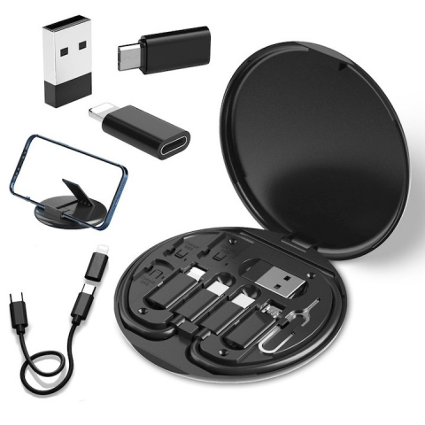 Set cabluri de date multifunctionale, adaptoare USB-C/Tip Lightning/USB-A/Micro-USB, portabil, negru [11]
