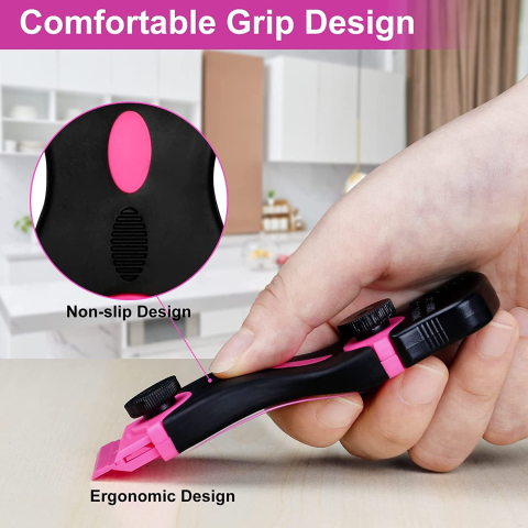 Racleta multifunctionala, 2 capete, maner ergonomic, curatare ceramica, sticla, 10 lame plastic, 10 lame metalice, negru/roz [2]