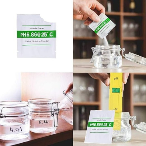 Set 18 plicuri solutii de calibrare apa, pentru PH, 4.00 pH, 6.86 pH si 9.18 pH [5]