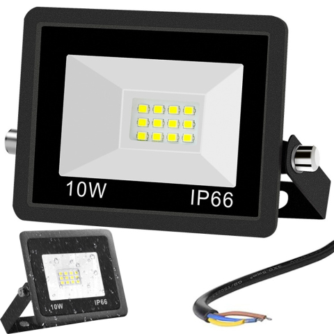 Proiector LED, iluminare exterior, putere 10 W, lumina rece 6000K, protectie IP66, rezistent la intemperii, negru [9]