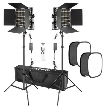 ECHIPAMENTE FOTO - Kit de 2 panouri Neewer Bi Color 480 LED,trepiezi 200 cm,2 difuzoare softbox,telecomanda,geanta transport
