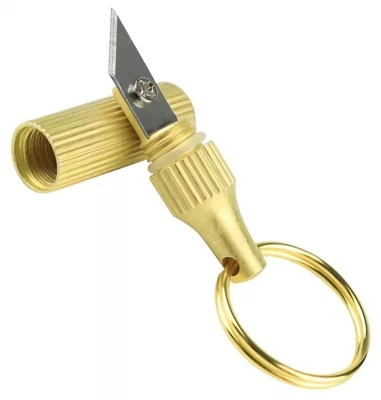 Camping - Cutit pliabil, tip breloc, inox, lama 9 mm, auriu