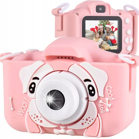 Aparat foto pentru copii, model catel, rezolutie 1080p, ecran 2 inch, incarcare USB, 600 mAh, roz [5]