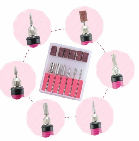 Set capete freza pentru unghii, 6 piese, pentru manichiura si pedichiura, abrazive si diamantate [3]