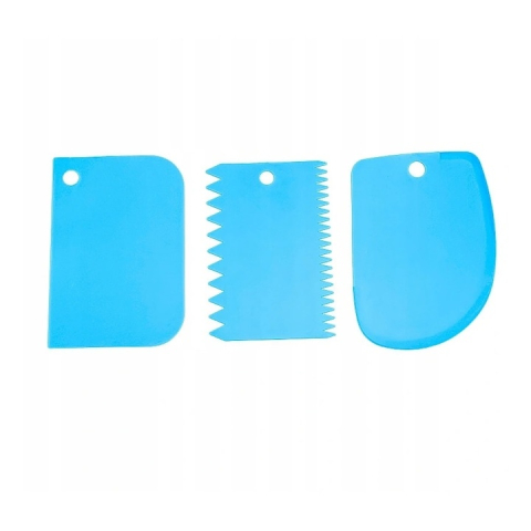 CASA & GRADINA - Set 3 spatule pentru decorat si ornat prajituri, torturi, plastic, 12 cm, albastru