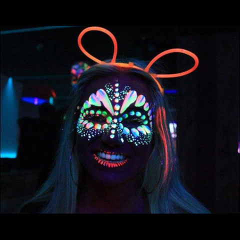 Cordeluta cu urechi, decorativa, fluorescenta, pentru petreceri, festivaluri, plastic, rosu [3]