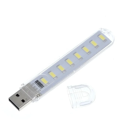 Lampa USB slim cu iluminare LED alba, consum redus, compatibila laptop, masina si power bank, transparenta 10x2 cm