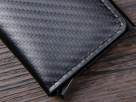 Portofel pentru barbati, protectie antifurt RFID, compact, piele ecologica, 10 x 6.5 x 2 cm, negru [5]