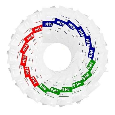 Testere apa - Set 18 plicuri solutii de calibrare apa, pentru PH, 4.00 pH, 6.86 pH si 9.18 pH
