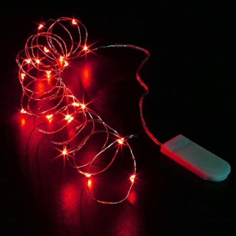 Instalatie de Craciun, 10 LED-uri, 1 m, baterii incluse, plastic/cupru, utilizare interior/exterior, iluminare pentru evenimente, rosu [6]