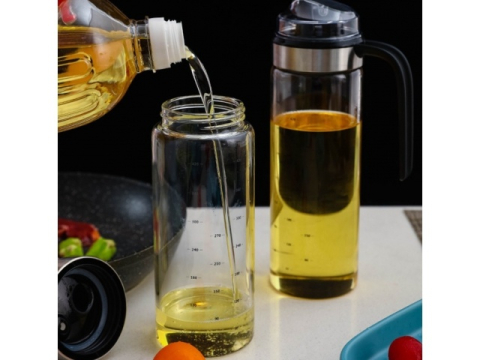 Sticla gradata pentru ulei, otet, lichide, capacitate 500 ml, cu maner, 23.5 x 7 cm, transparent [13]