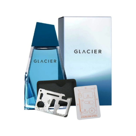 PARFUMURI & SETURI - Set apa de toaleta Glacier 100 ml si card multifunctional Dactylion, de supravietuire, otel inoxidabil