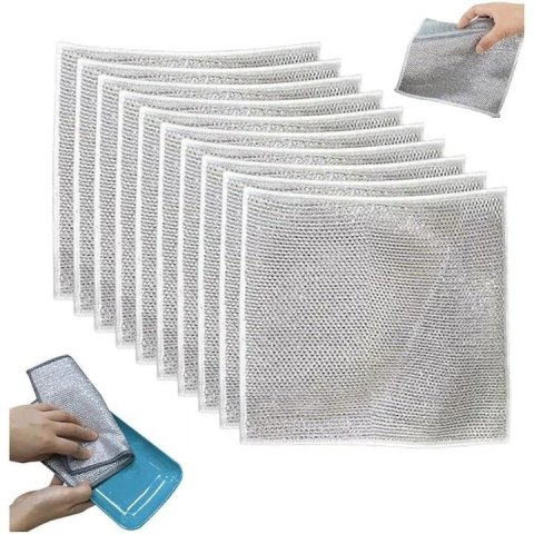 CASA & GRADINA - Set 5 lavete multifunctionale pentru bucatarie, strat dublu, microfibra metalica, nu lasa zgarieturi