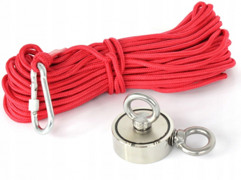 Pescuit - Magnet neodim si franghie, pentru pescuit, diametru 60 mm, lungime franghie 20 m