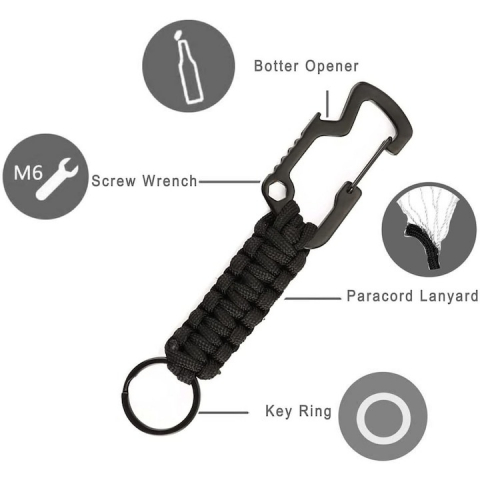 Breloc tip carabina, multifunctional, 15 cm, aliaj de zinc, negru [2]