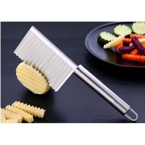 Cutit zimtat pentru cartofi, legume, otel inoxidabil, maner plastic, 22.5 x 6 cm, argintiu [4]