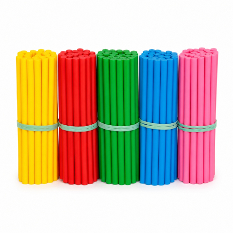 JOCURI ȘI JUCĂRII - Set betisoare scolare din lemn, 100 piese, multicolor, 8 cm, pentru numarat, sortare si activitati Montessori