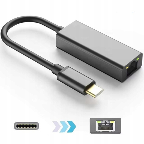 Adaptor Ethernet RJ45 la USB-C, indicator LED, 10/100/1000 Mbps, Plug&Play, aluminiu, pentru tableta, PC, laptop, argintiu [3]