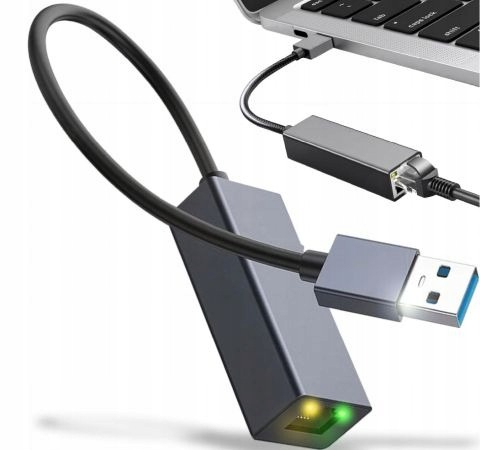 Adaptor USB–RJ45, Ethernet, 1000 Mbps, USB 3.0/2.0, Plug&Play, aluminiu, pentru tableta, PC, laptop, argintiu, 2.3 x 15.8 cm [5]