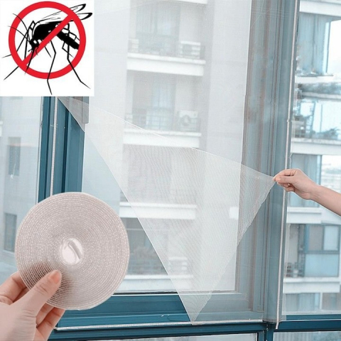 Plasa anti-insecte, pentru ferestre living, bucatarie, cu autoadeziv, 130 x 150 cm, poliester, alba [6]