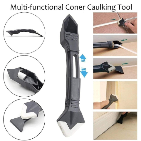 Racleta pentru indepartare silicon, multifunctionala, 5 capete interschimbabile, plastic/otel inoxidabil, 18.5 x 4 cm, negru [12]