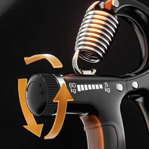 Flexor pentru mana, antebrat, 5-60 kg, contor electronic, maner antiderapant, ergonomic, otel inoxidabil/ABS, 16 x 9 x 2 cm, negru [8]