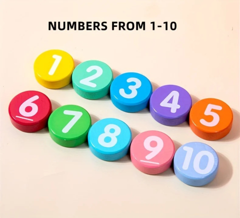 Joc educativ pentru copii, operatii matematice, adunare si scadere, cifre 1-10, lemn, 46 planse, multicolor, 16.3 x 11.5 x 3.7 cm [8]