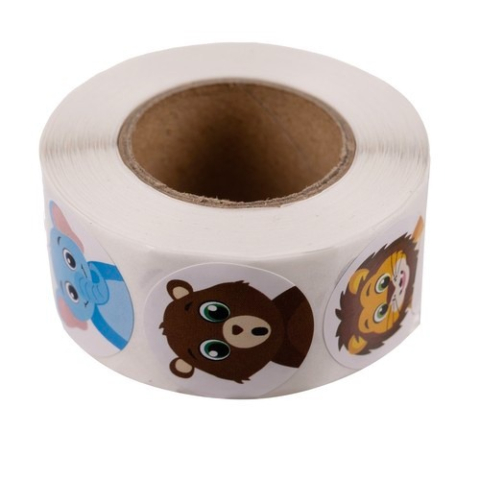 Set 500 etichete autoadezive, cu animale, pentru copii, 8 modele, 6 x 2.6 cm, multicolor, universale [8]