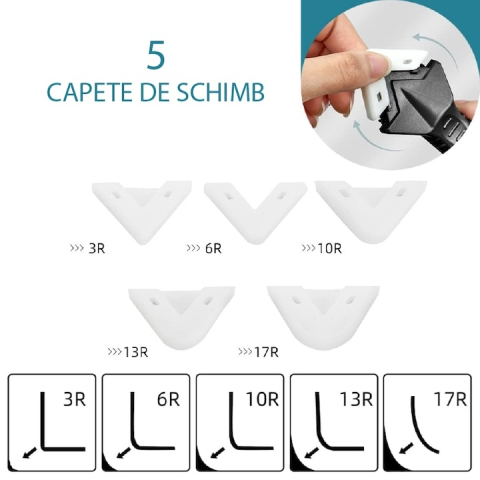 Racleta pentru indepartare silicon, multifunctionala, 5 capete interschimbabile, plastic/otel inoxidabil, 18.5 x 4 cm, negru [11]