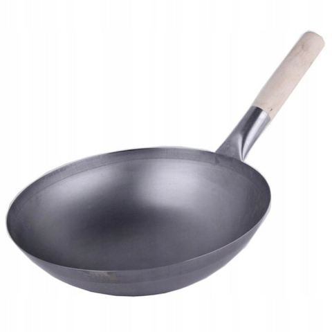 Tigaie Wok profesionala, din otel carbon cu fund rotund 30 cm [7]