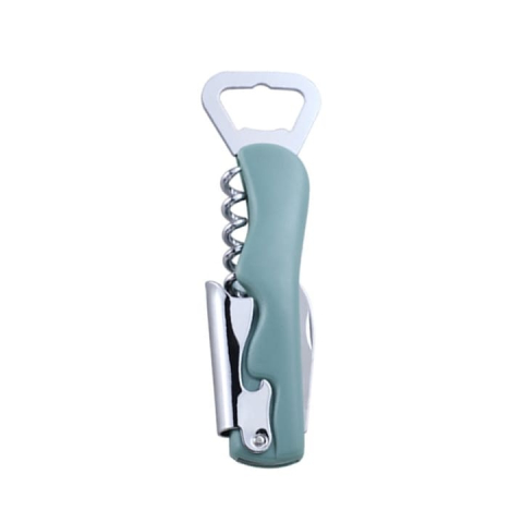 CASA & GRADINA - Tirbuson multifunctional, 4 in 1, desfacator de sticle, otel inoxidabil, maner anti-alunecare, 13.5 x 4 cm, albastru