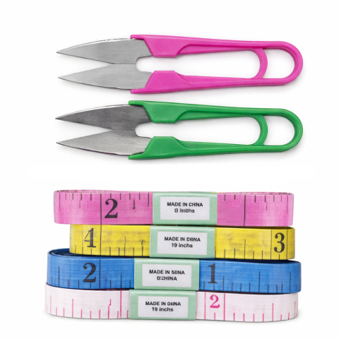 CASA & GRADINA - Set mini croitorie portabil, kit cusut compact cu 2 foarfeci, 4 mosore ata 48 cm, accesorii incluse, multicolor