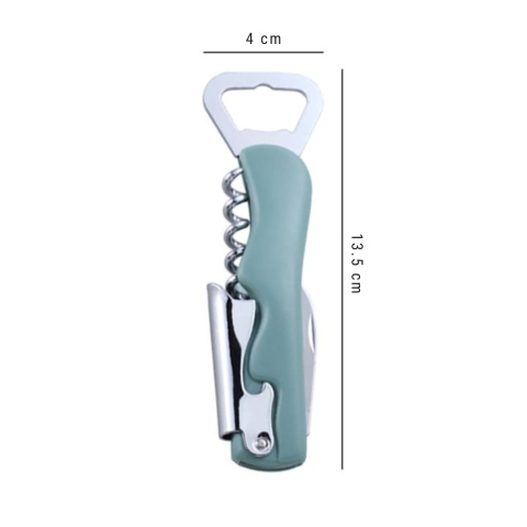 Tirbuson multifunctional, 4 in 1, desfacator de sticle, otel inoxidabil, maner anti-alunecare, 13.5 x 4 cm, albastru [3]