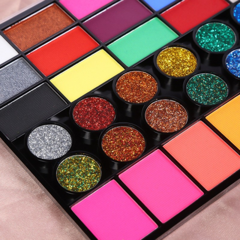 Paleta vopsea pentru fata si corp, 42 culori, fosforescente, non-toxic, activare cu apa, multicolor, 20 x 14 x 1.6 cm [14]