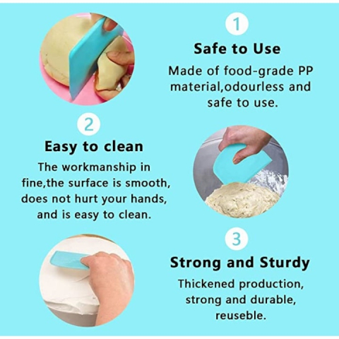 Set 3 spatule pentru decorat si ornat prajituri, torturi, plastic, 12 cm, albastru [7]