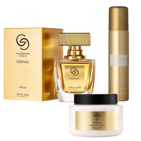 Oferte speciale - Set Giordani Gold Essenza cu apa de parfum 50 ml, crema de corp 250 ml si deodorant 75 ml, aroma floral-lemnoasa luminoasa pentru femei