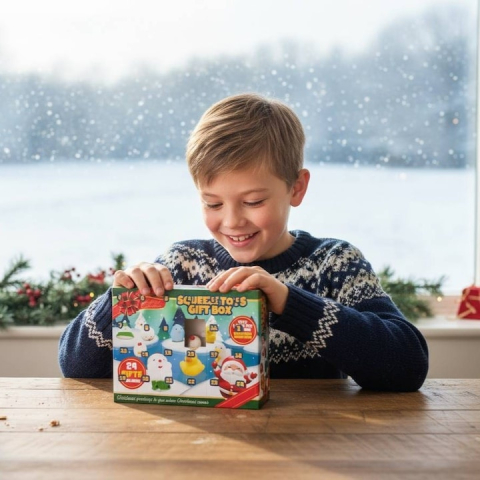 Calendar advent pentru copii, 24 jucarii squishy, antistres, 22.5 x 5 x 31 cm, multicolor [10]