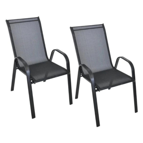 Set mobilier gradina, masa rotunda si 2 scaune, metal/sticla, pentru balcon, terasa, exterior, negru [4]