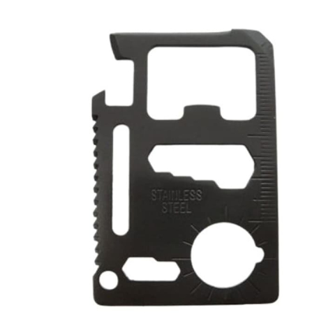 Supravietuire - Card multifunctional pentru spravietuire, otel inoxidabil, husa inclusa, negru