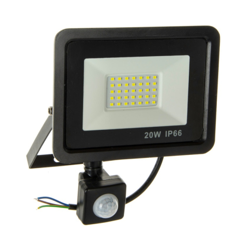 Proiector LED, 20 W, iluminare exterior, cu senzor de miscare, 24 LED-uri, rezistent la intemperii, protectie IP66, 9.5 x 12 x 2.5 cm [6]
