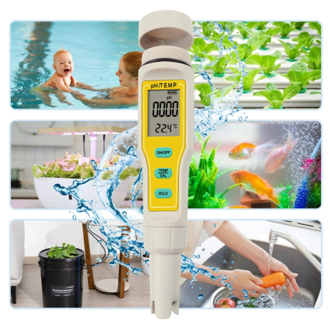 Tester apa, 2 in 1, temperatura si pH, solutii de calibrare incluse, alb/galben [2]