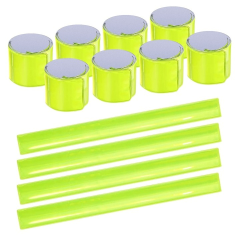 Accesorii ciclism - Set 10x Banda reflectorizanta, galbena cu sistem autoblocare, 40 x 3 cm
