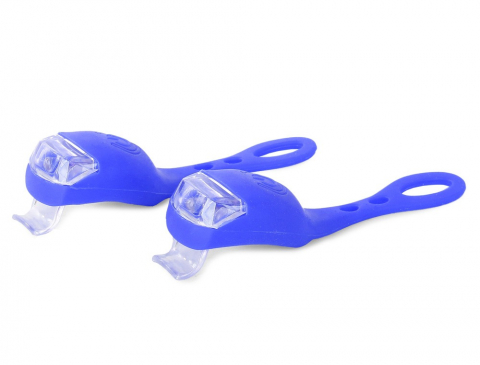 Set 2 lampi silicon pentru bicicleta, cu lumina alba, 3 moduri de luminare, impermeabile, albastru [4]