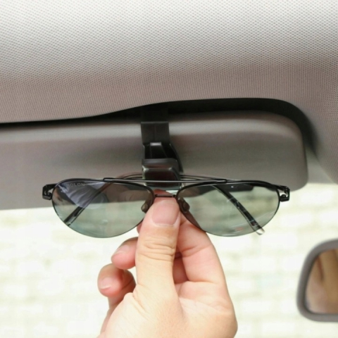 Suport auto pentru ochelari, montare pe parasolar, plastic, prindere cu clema, 2.9 x 7.5 x 2.5 cm, negru [2]